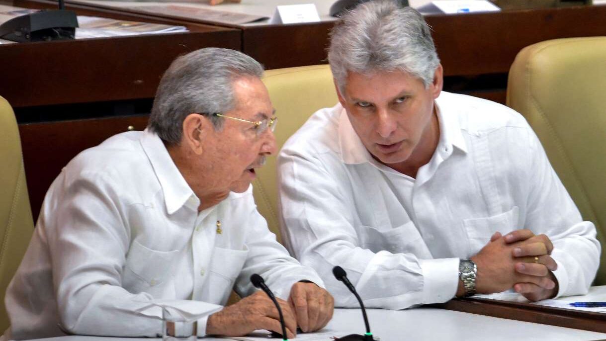 Miguel Díaz-Canel and Raul Castro together