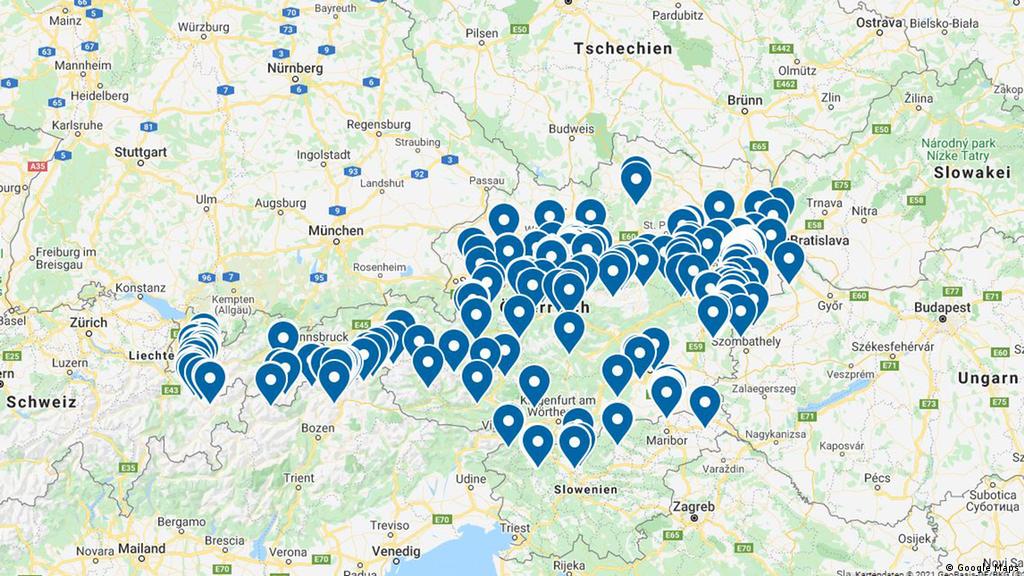 The Austria Islam Map shows location of all mosques within the country.