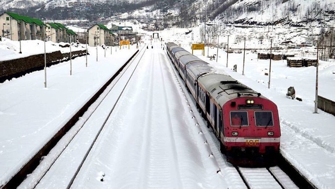 Banihal to Srinagar, Kashmir railway line and train.