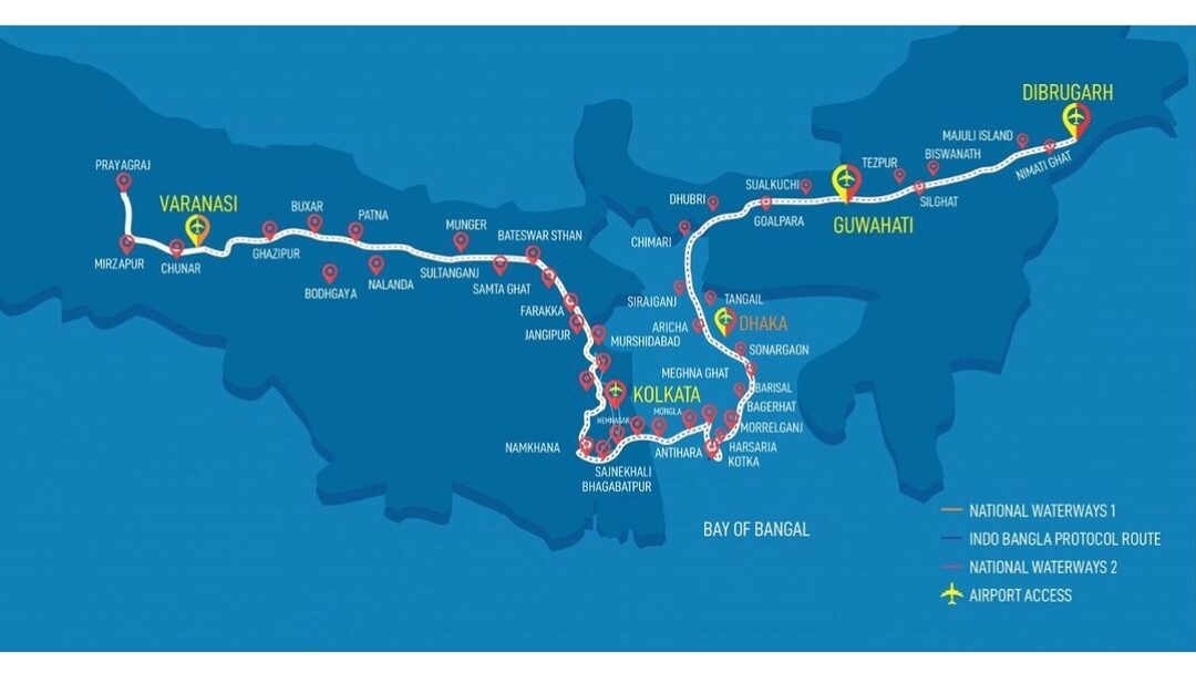 Ganga Vilas Cruise route. 