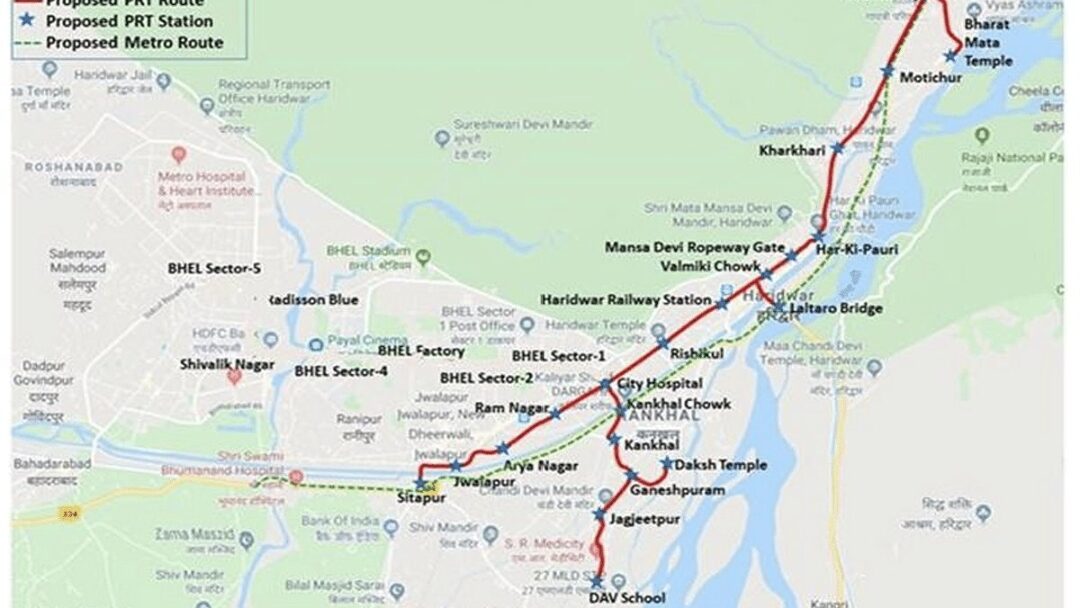 Haridwar Pod Taxi route map.