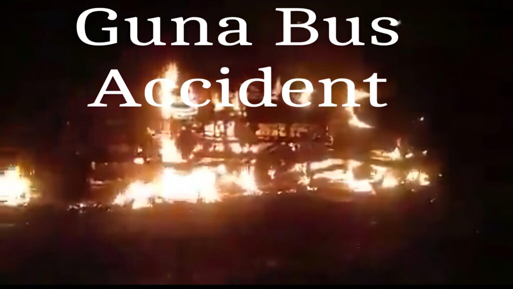 Fire after Guna bus accident. 